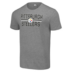 Pittsburgh Steelers Starter Team Mesh Print Graphic T-Shirt Heather Gray - NFL