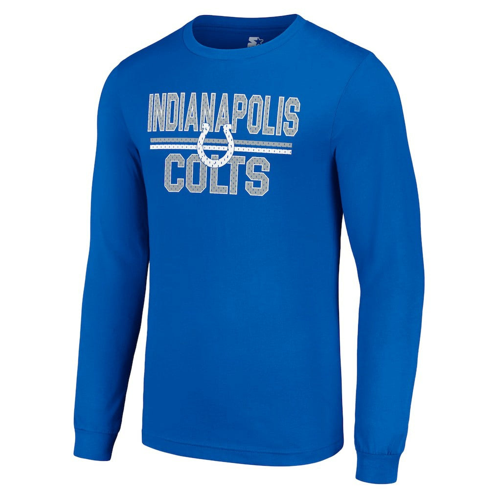 Indianapolis Colts Starter Team Mesh Print Graphic Long Sleeve T-Shirt Royal - NFL