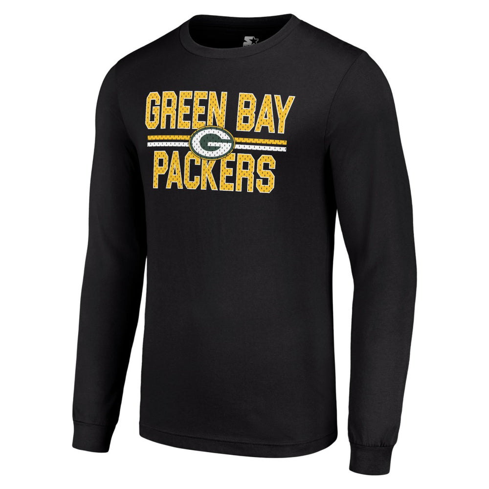 Green Bay Packers Starter Team Mesh Print Graphic Long Sleeve T-Shirt Black - NFL