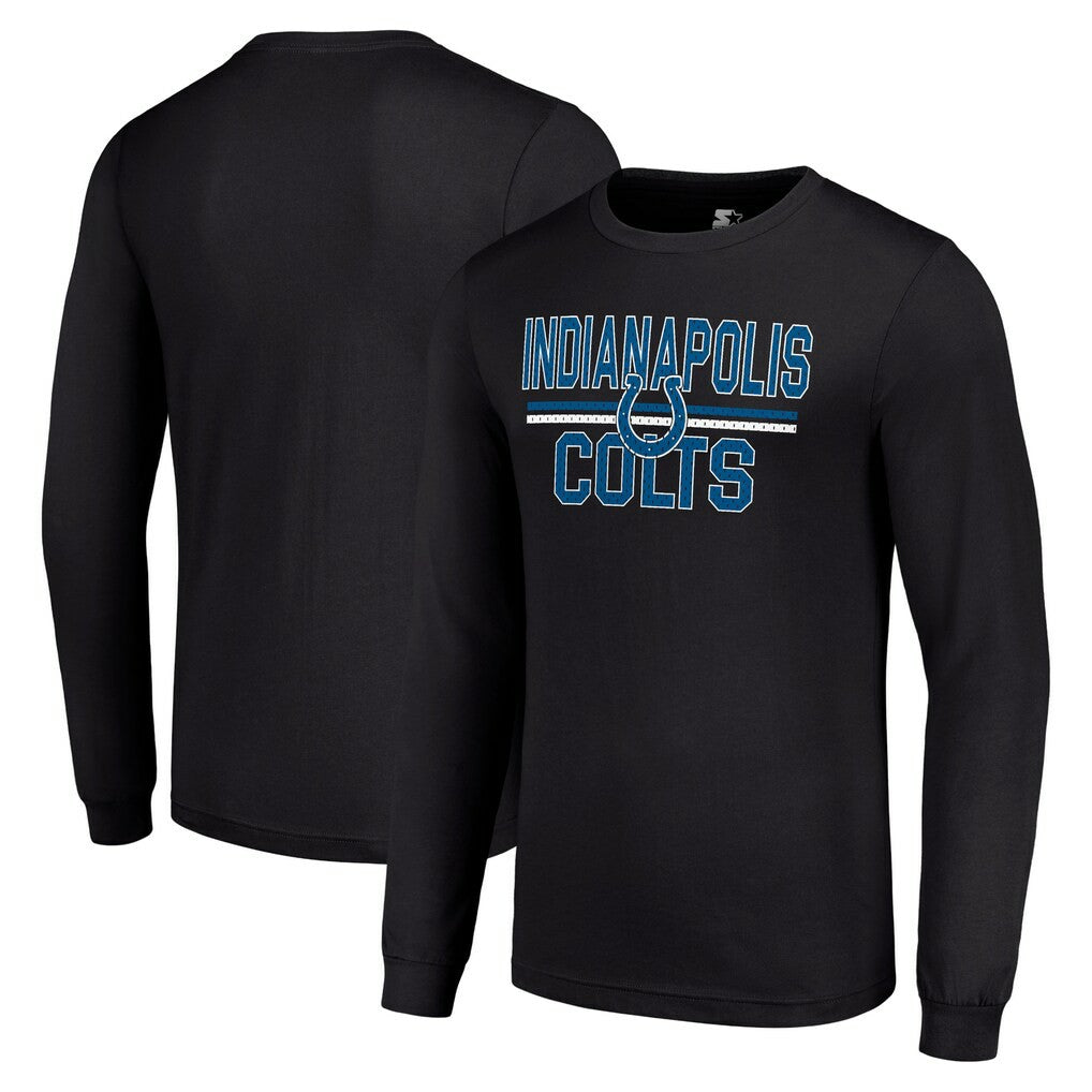 Indianapolis Colts Starter Team Mesh Print Graphic Long Sleeve T-Shirt Black - NFL