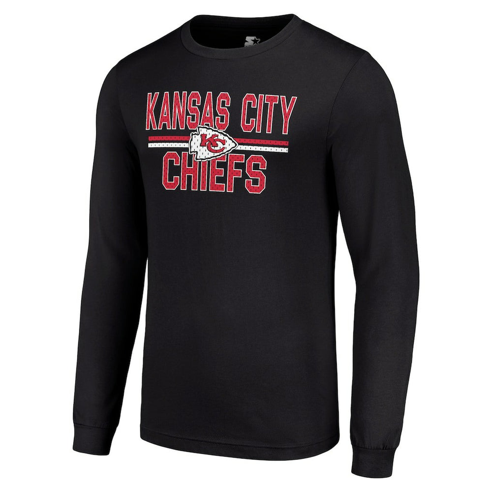 Kansas City Chiefs Starter Team Mesh Print Graphic Long Sleeve T-Shirt Black - NFL