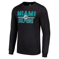 Miami Dolphins Starter Team Mesh Print Graphic Long Sleeve T-Shirt Black - NFL