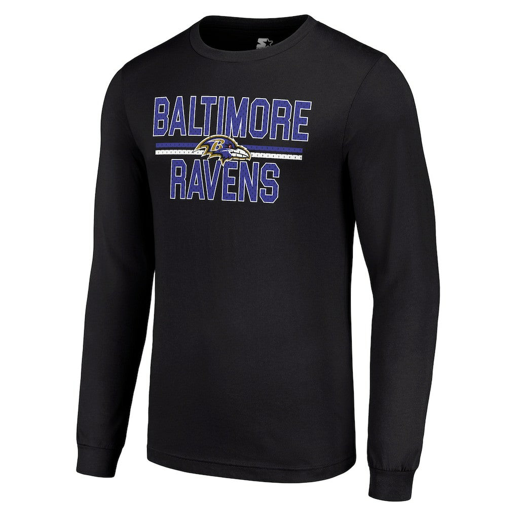 Baltimore Ravens Starter Team Mesh Print Graphic Long Sleeve T-Shirt Black - NFL
