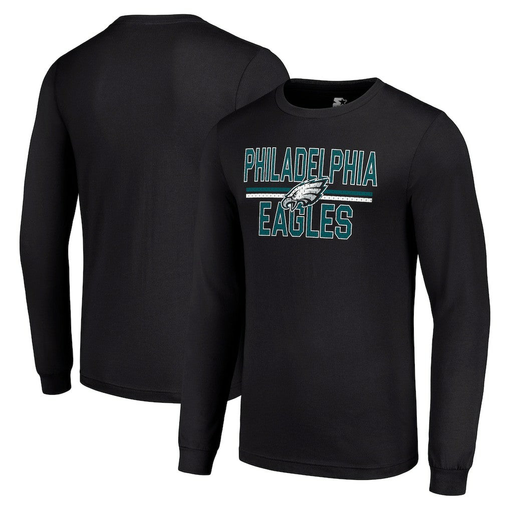 Philadelphia Eagles Starter Team Mesh Print Graphic Long Sleeve T-Shirt Black - NFL