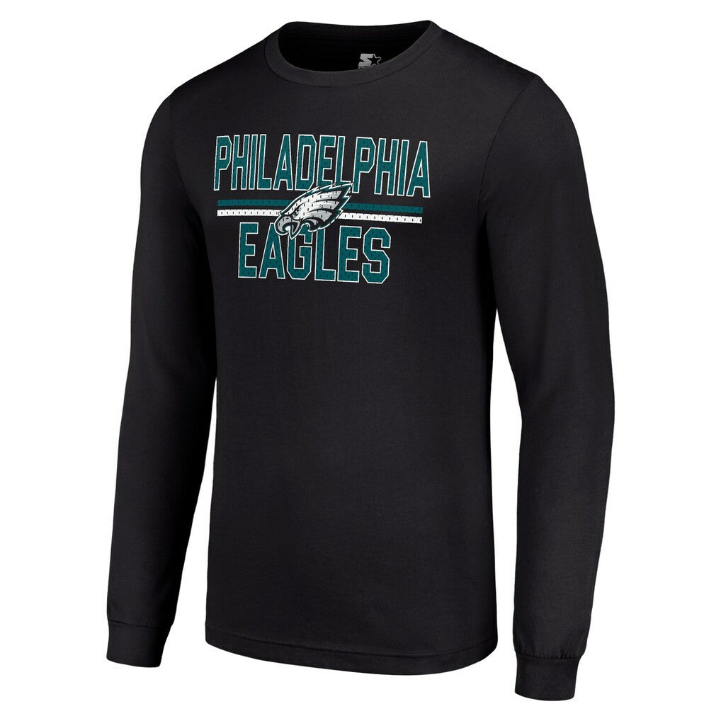 Philadelphia Eagles Starter Team Mesh Print Graphic Long Sleeve T-Shirt Black - NFL