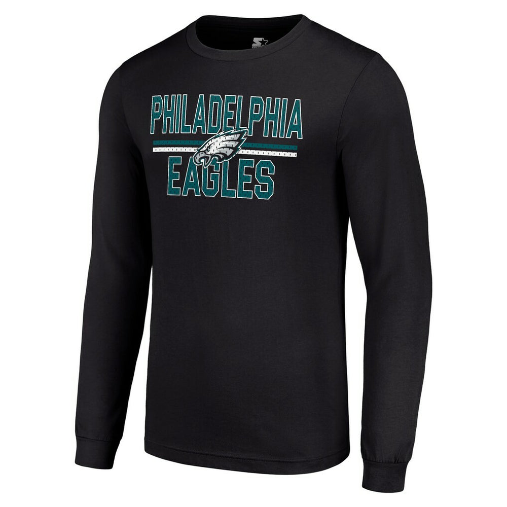 Philadelphia Eagles Starter Team Mesh Print Graphic Long Sleeve T-Shirt Black - NFL