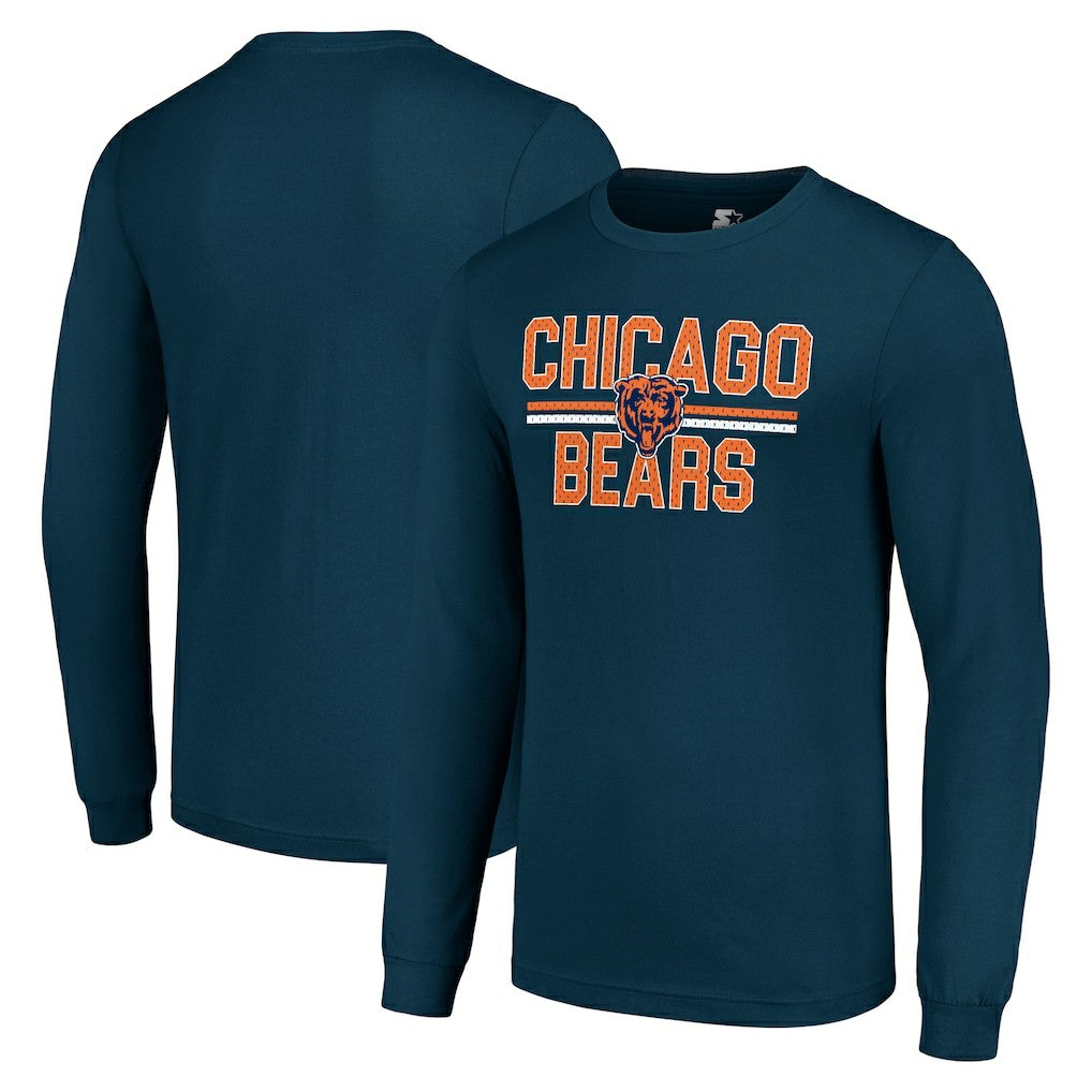 Chicago Bears Starter Team Mesh Print Graphic Long Sleeve T-Shirt Navy - NFL