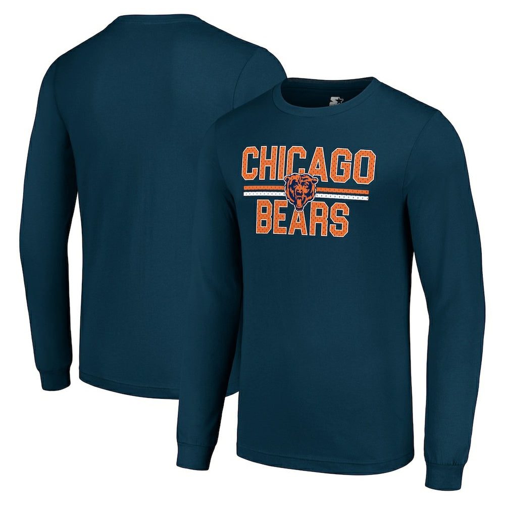 Chicago Bears Starter Team Mesh Print Graphic Long Sleeve T-Shirt Navy - NFL