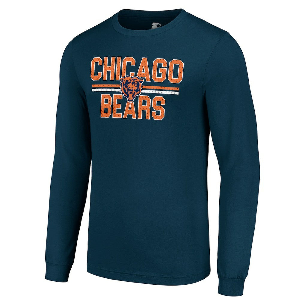 Chicago Bears Starter Team Mesh Print Graphic Long Sleeve T-Shirt Navy - NFL