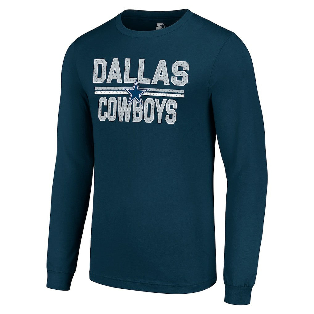 Dallas Cowboys Starter Team Mesh Print Graphic Long Sleeve T-Shirt Navy - NFL