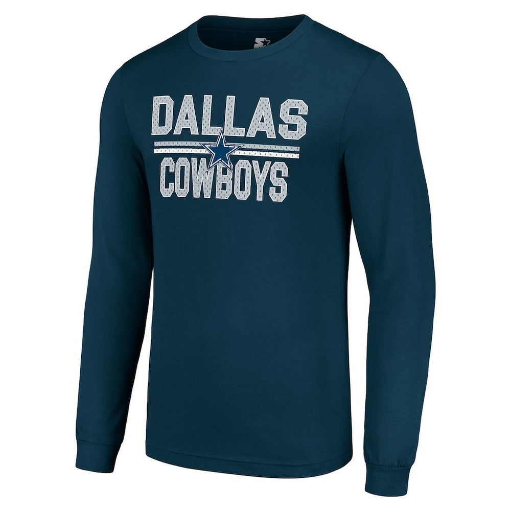 Dallas Cowboys Starter Team Mesh Print Graphic Long Sleeve T-Shirt Navy - NFL