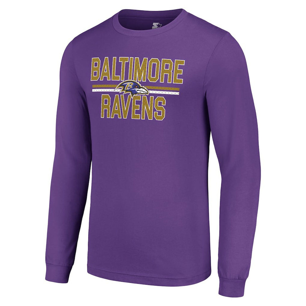 Baltimore Ravens Starter Team Mesh Print Graphic Long Sleeve T-Shirt Purple - NFL