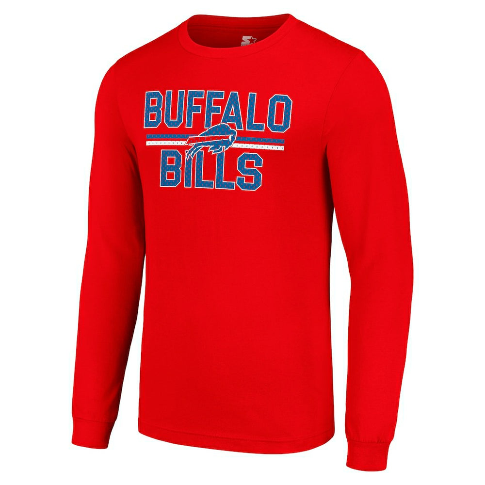 Buffalo Bills Starter Team Mesh Print Graphic Long Sleeve T-Shirt Red - NFL