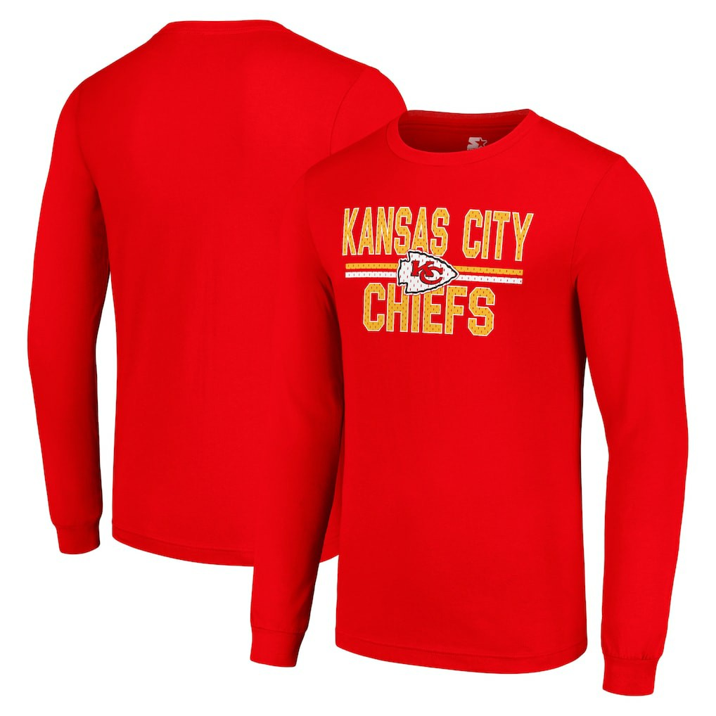 Kansas City Chiefs Starter Team Mesh Print Graphic Long Sleeve T-Shirt Red - NFL