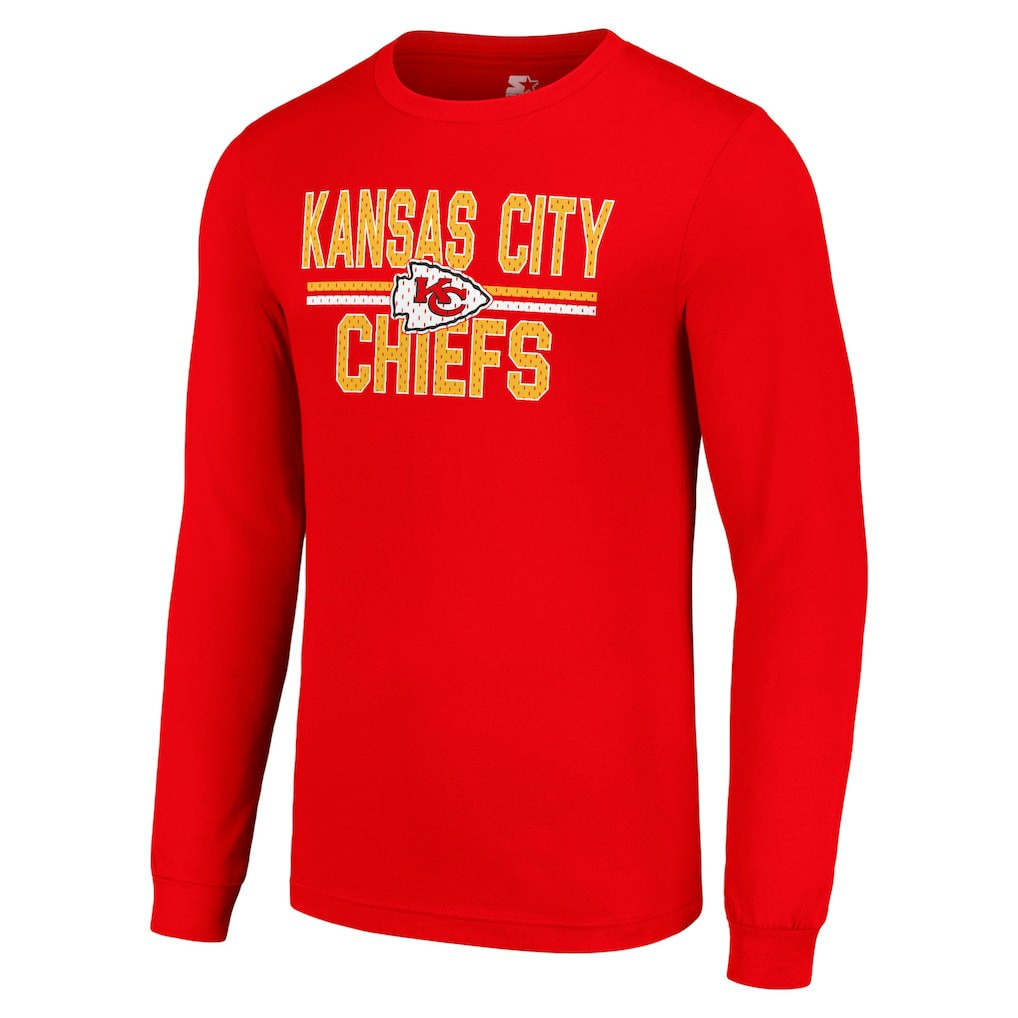 Kansas City Chiefs Starter Team Mesh Print Graphic Long Sleeve T-Shirt Red - NFL