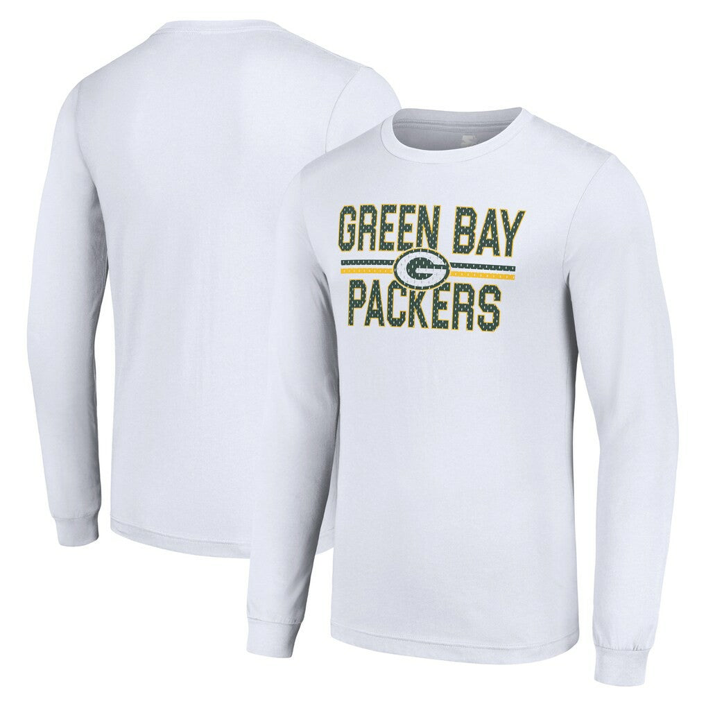 Green Bay Packers Starter Team Mesh Print Graphic Long Sleeve T-Shirt White - NFL