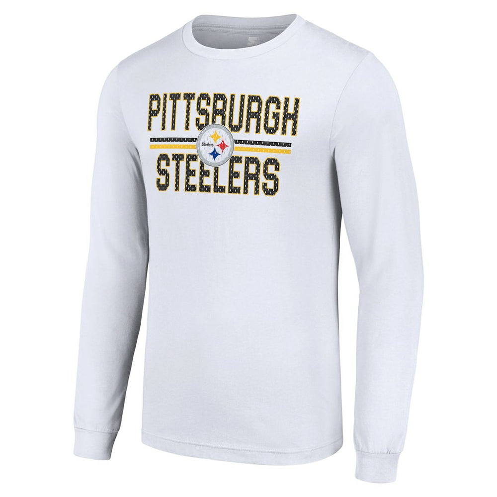 Pittsburgh Steelers Starter Team Mesh Print Graphic Long Sleeve T-Shirt White - NFL