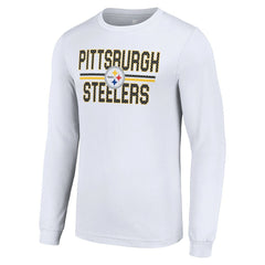 Pittsburgh Steelers Starter Team Mesh Print Graphic Long Sleeve T-Shirt White - NFL