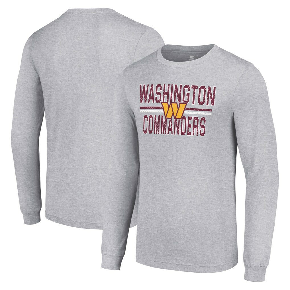 Washington Commanders Starter Team Mesh Print Graphic Long Sleeve T-Shirt Heather Gray - NFL