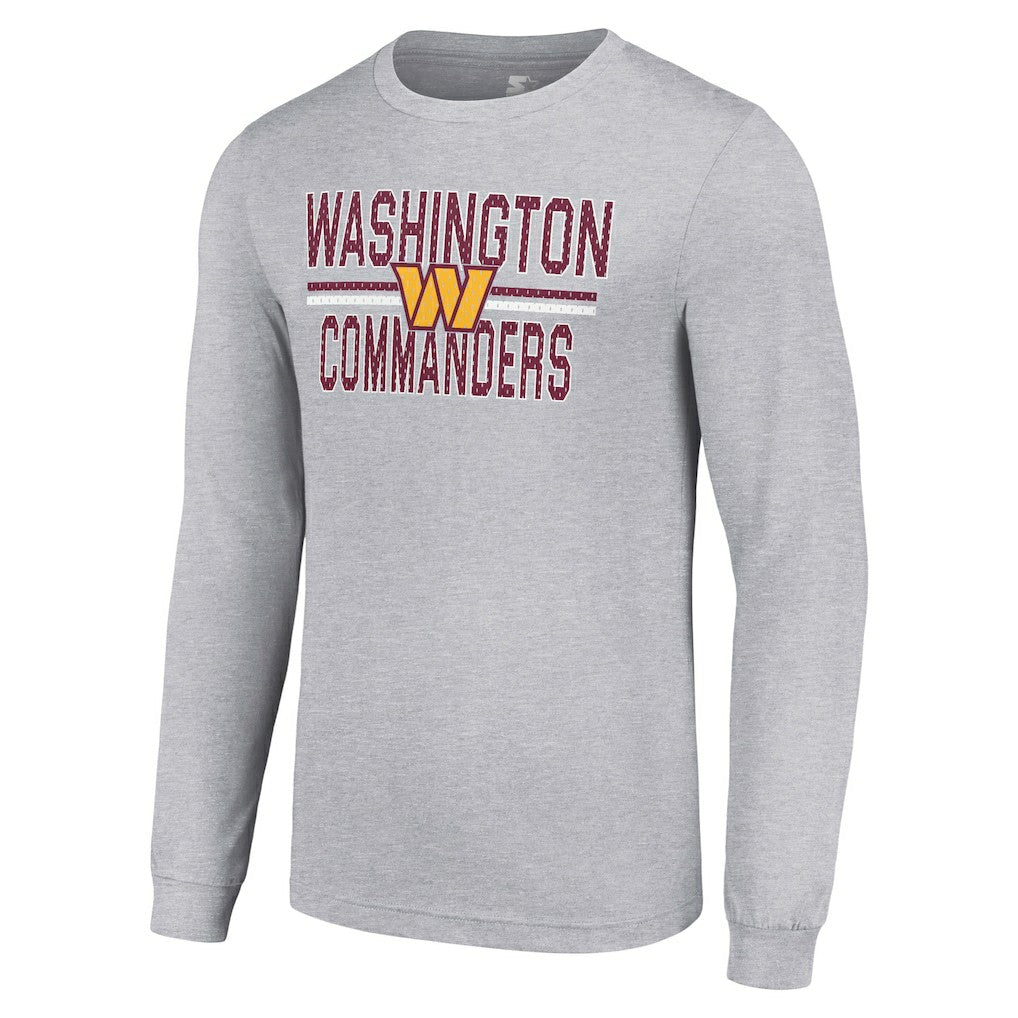 Washington Commanders Starter Team Mesh Print Graphic Long Sleeve T-Shirt Heather Gray - NFL