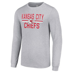 Kansas City Chiefs Starter Team Mesh Print Graphic Long Sleeve T-Shirt Heather Gray - NFL