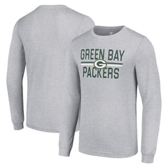 Green Bay Packers Starter Team Mesh Print Graphic Long Sleeve T-Shirt Heather Gray - NFL