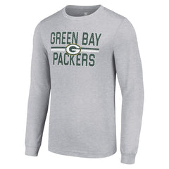 Green Bay Packers Starter Team Mesh Print Graphic Long Sleeve T-Shirt Heather Gray - NFL