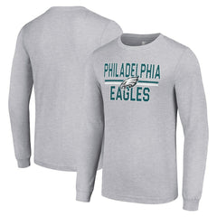 Philadelphia Eagles Starter Team Mesh Print Graphic Long Sleeve T-Shirt Heather Gray - NFL
