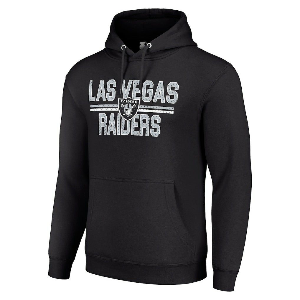 Las Vegas Raiders Starter Unisex Team Mesh Print Graphic Tri-Blend Pullover Hoodie Black - NFL