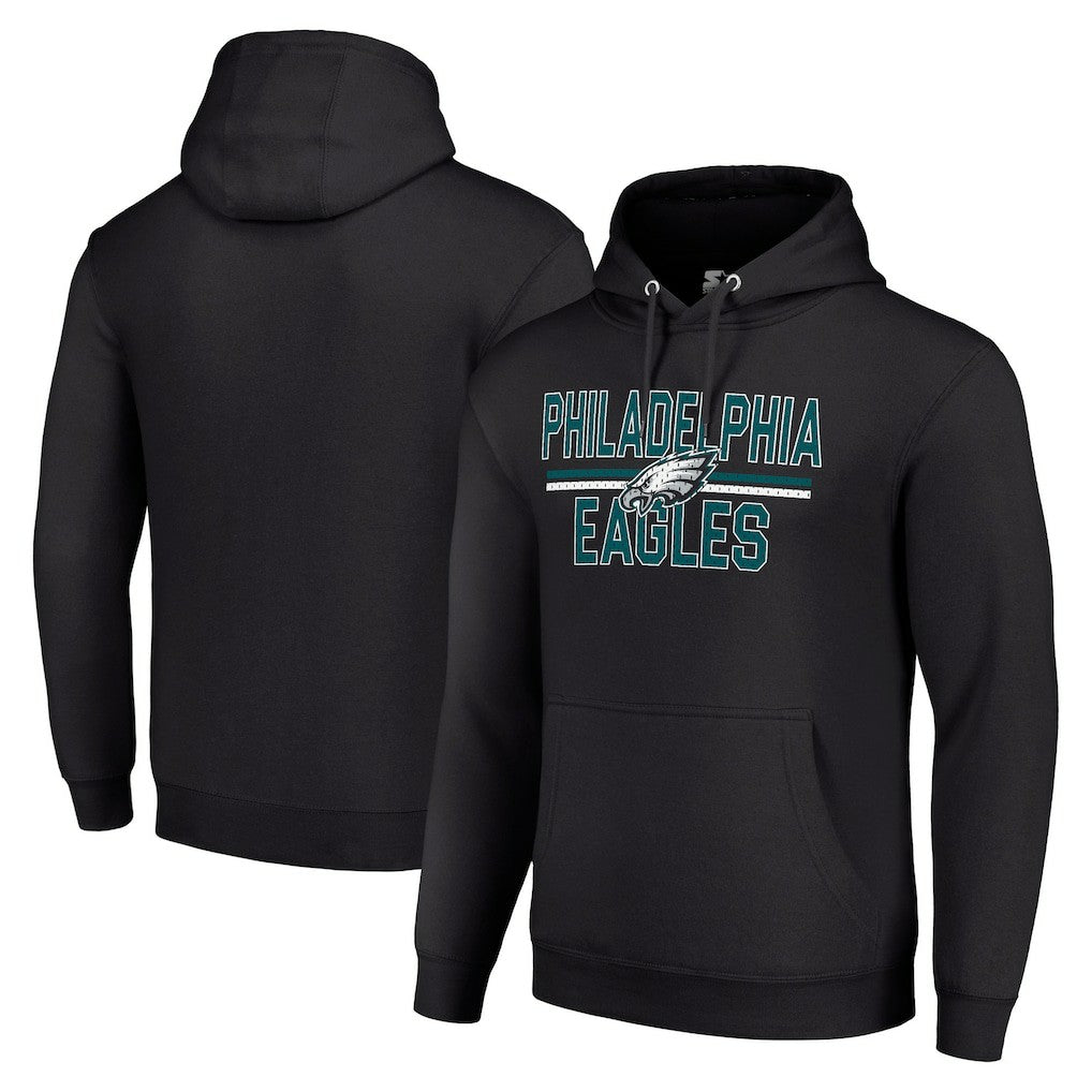 Philadelphia Eagles Starter Unisex Team Mesh Print Graphic Tri-Blend Pullover Hoodie Black - NFL