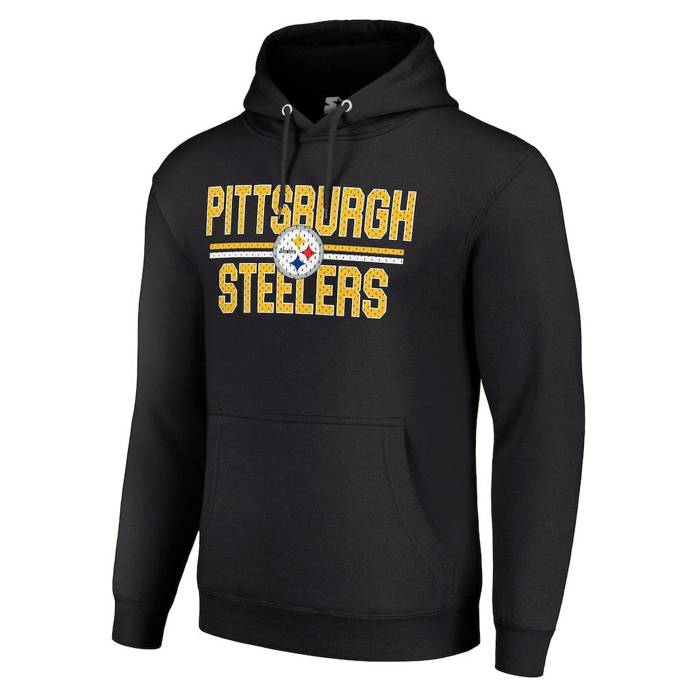 Pittsburgh Steelers Starter Unisex Team Mesh Print Graphic Tri-Blend Pullover Hoodie Black - NFL