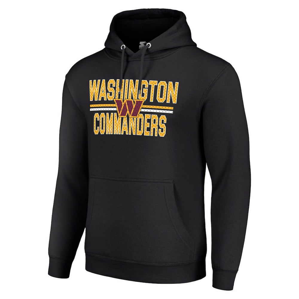 Washington Commanders Starter Unisex Team Mesh Print Graphic Tri-Blend Pullover Hoodie Black - NFL