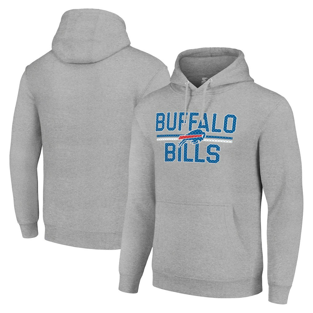 Buffalo Bills Starter Unisex Team Mesh Print Graphic Tri-Blend Pullover Hoodie Heather Gray - NFL