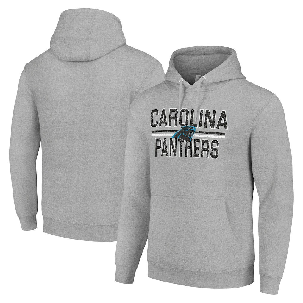 Carolina Panthers Starter Unisex Team Mesh Print Graphic Tri-Blend Pullover Hoodie Heather Gray - NFL