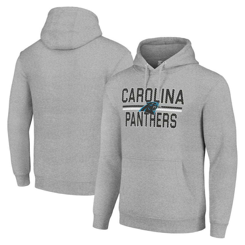 Carolina Panthers Starter Unisex Team Mesh Print Graphic Tri-Blend Pullover Hoodie Heather Gray - NFL