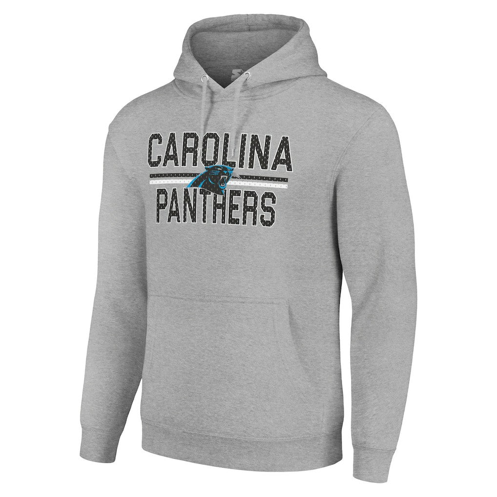 Carolina Panthers Starter Unisex Team Mesh Print Graphic Tri-Blend Pullover Hoodie Heather Gray - NFL