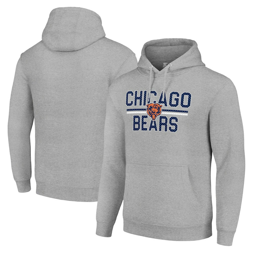 Chicago Bears Starter Unisex Team Mesh Print Graphic Tri-Blend Pullover Hoodie Heather Gray - NFL