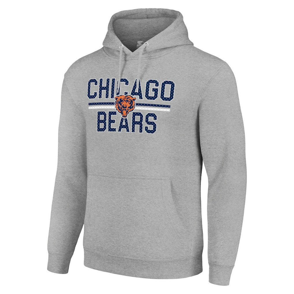 Chicago Bears Starter Unisex Team Mesh Print Graphic Tri-Blend Pullover Hoodie Heather Gray - NFL