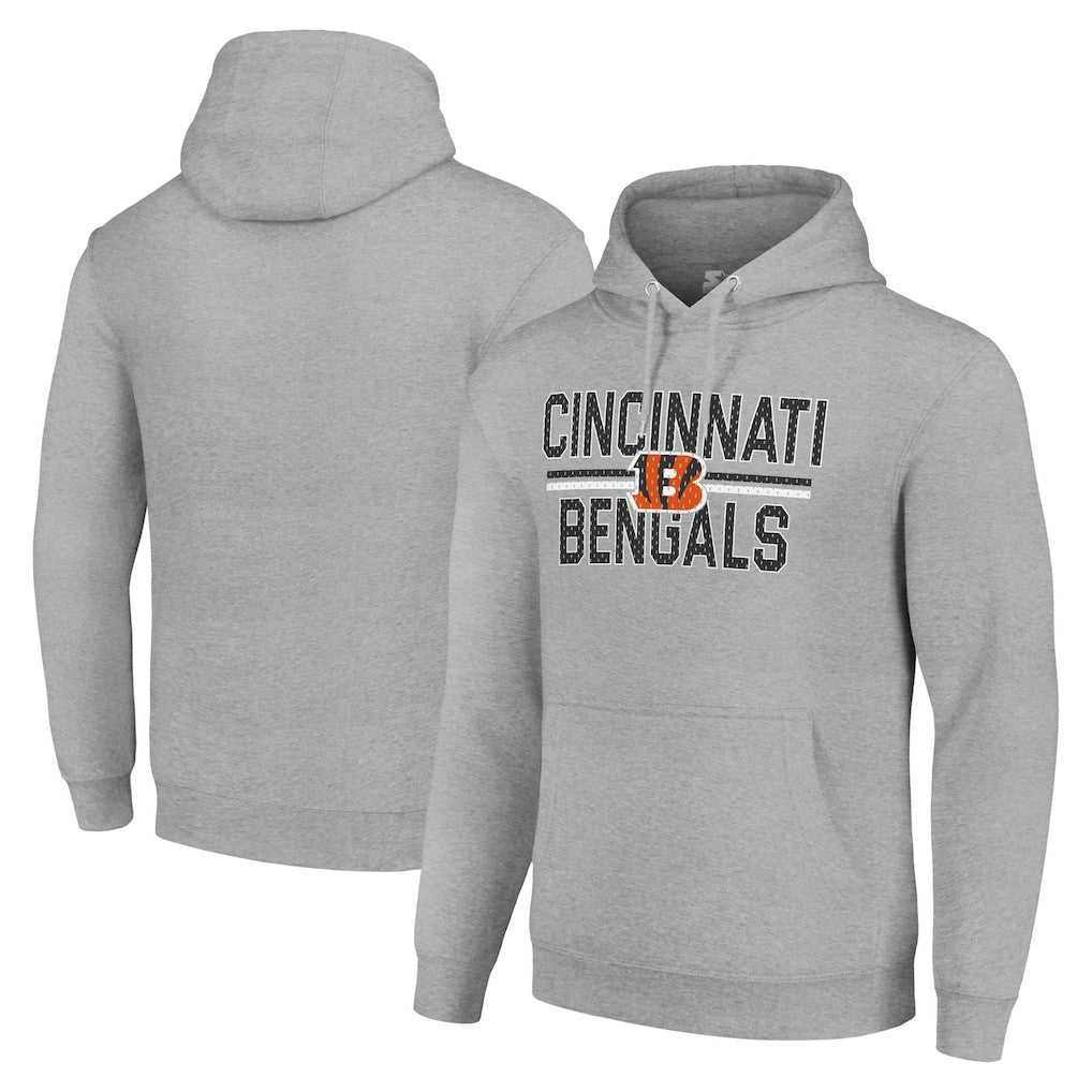 Cincinnati Bengals Starter Unisex Team Mesh Print Graphic Tri-Blend Pullover Hoodie Heather Gray - NFL