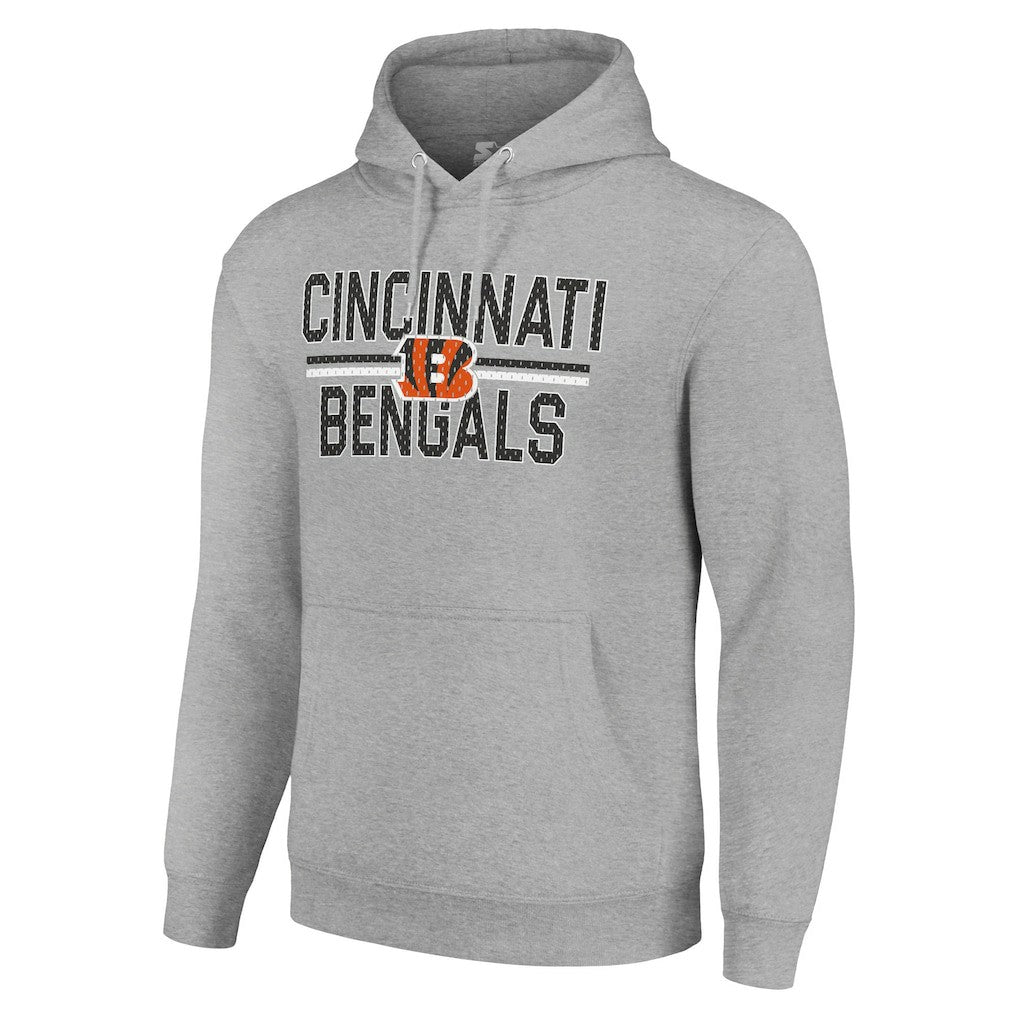 Cincinnati Bengals Starter Unisex Team Mesh Print Graphic Tri-Blend Pullover Hoodie Heather Gray - NFL