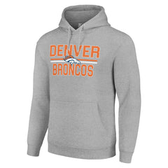 Denver Broncos Starter Unisex Team Mesh Print Graphic Tri-Blend Pullover Hoodie Heather Gray - NFL