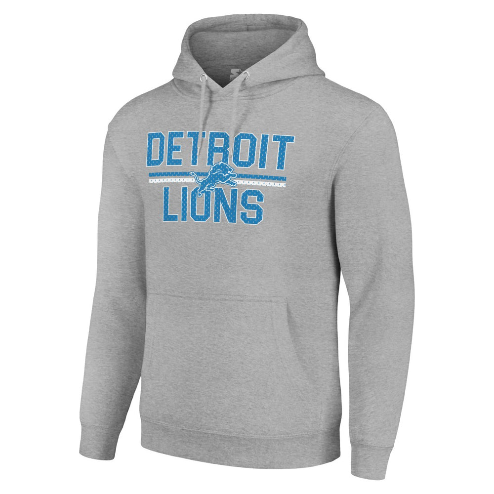 Detroit Lions Starter Unisex Team Mesh Print Graphic Tri-Blend Pullover Hoodie Heather Gray - NFL