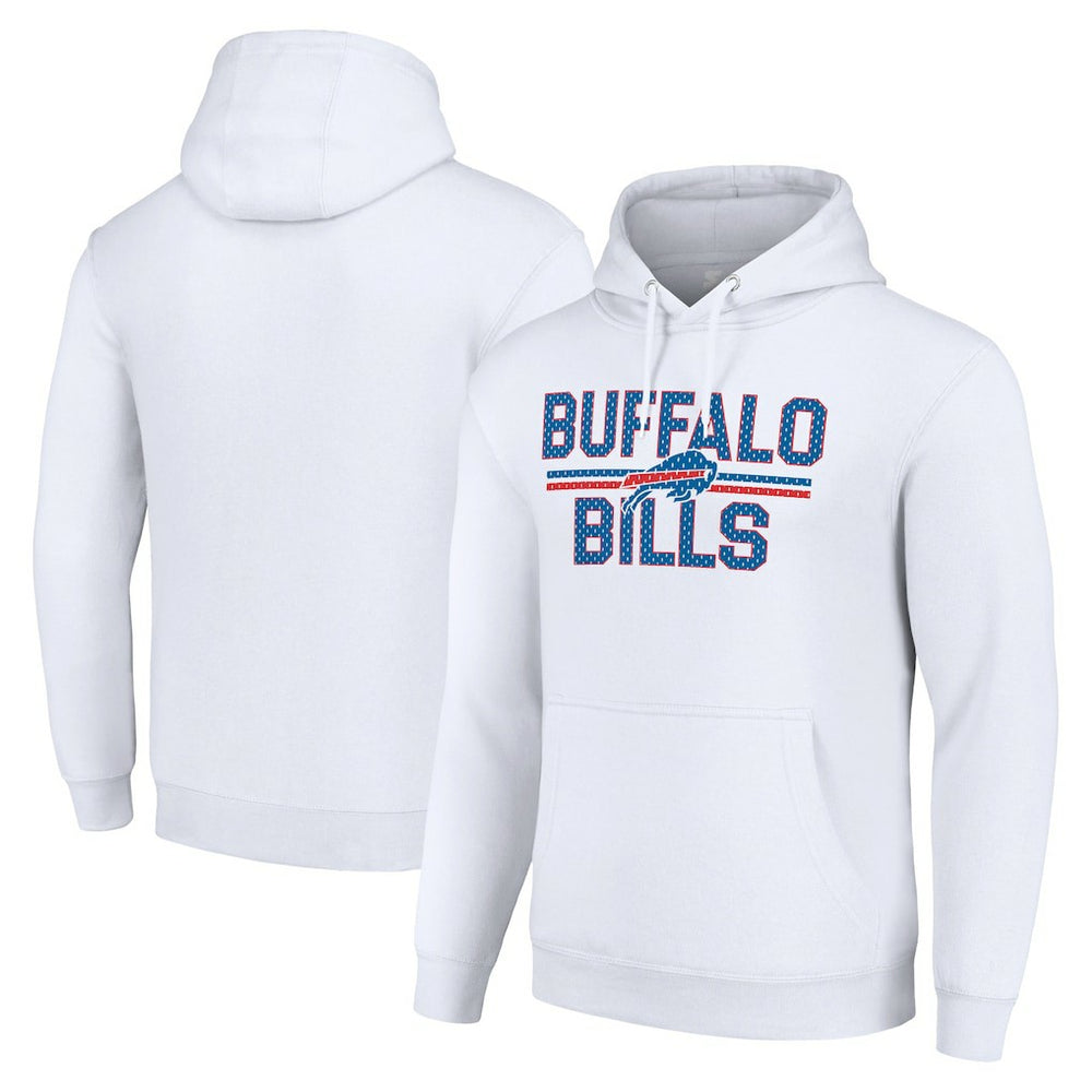 Buffalo Bills Starter Unisex Team Mesh Print Graphic Tri-Blend Pullover Hoodie White - NFL