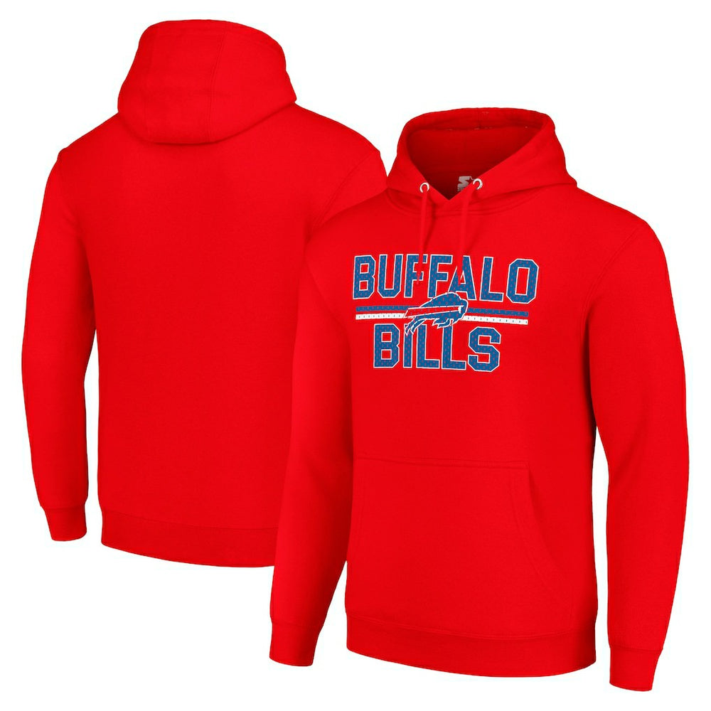 Buffalo Bills Starter Unisex Team Mesh Print Graphic Tri-Blend Pullover Hoodie Red - NFL