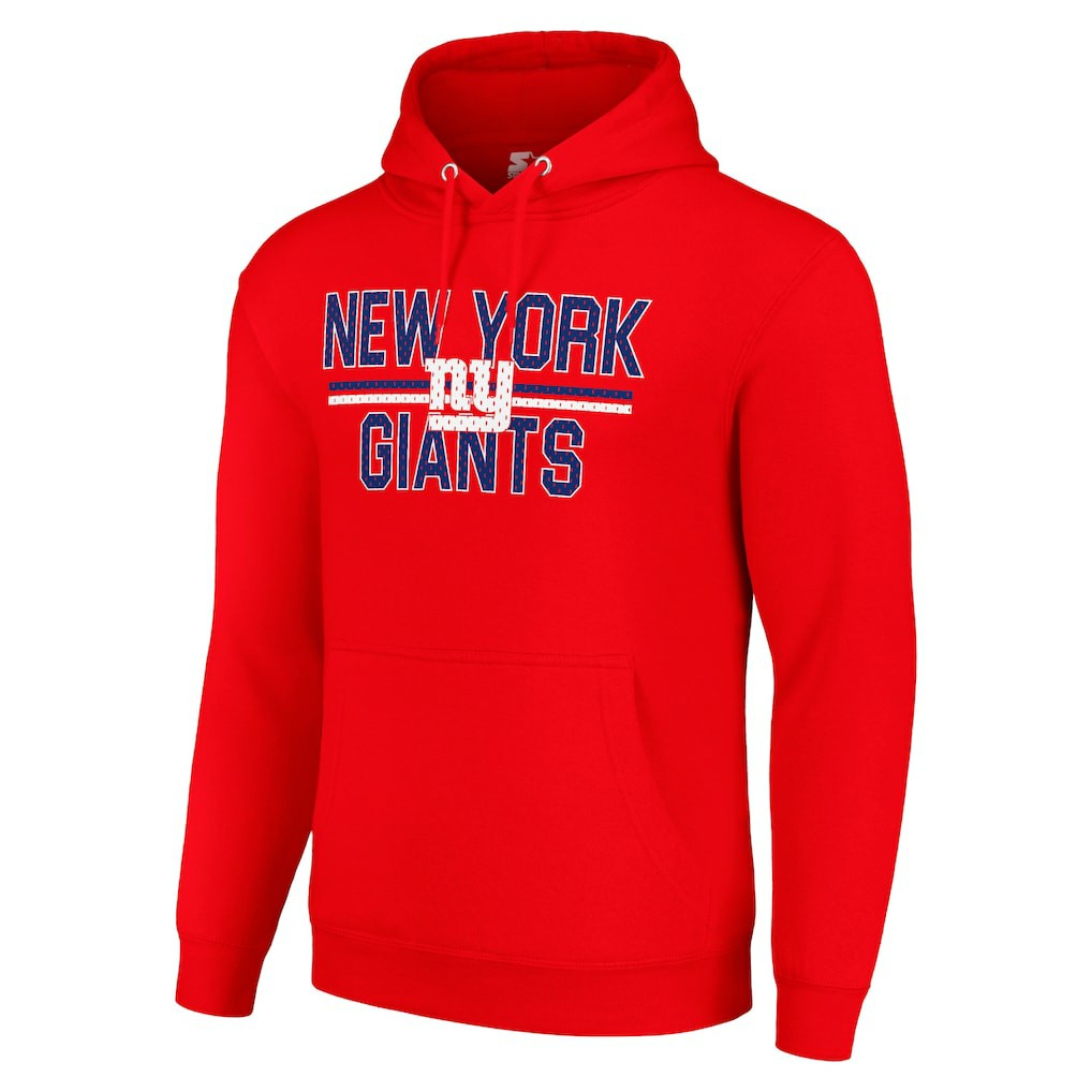 New York Giants Starter Unisex Team Mesh Print Graphic Tri-Blend Pullover Hoodie Red - NFL