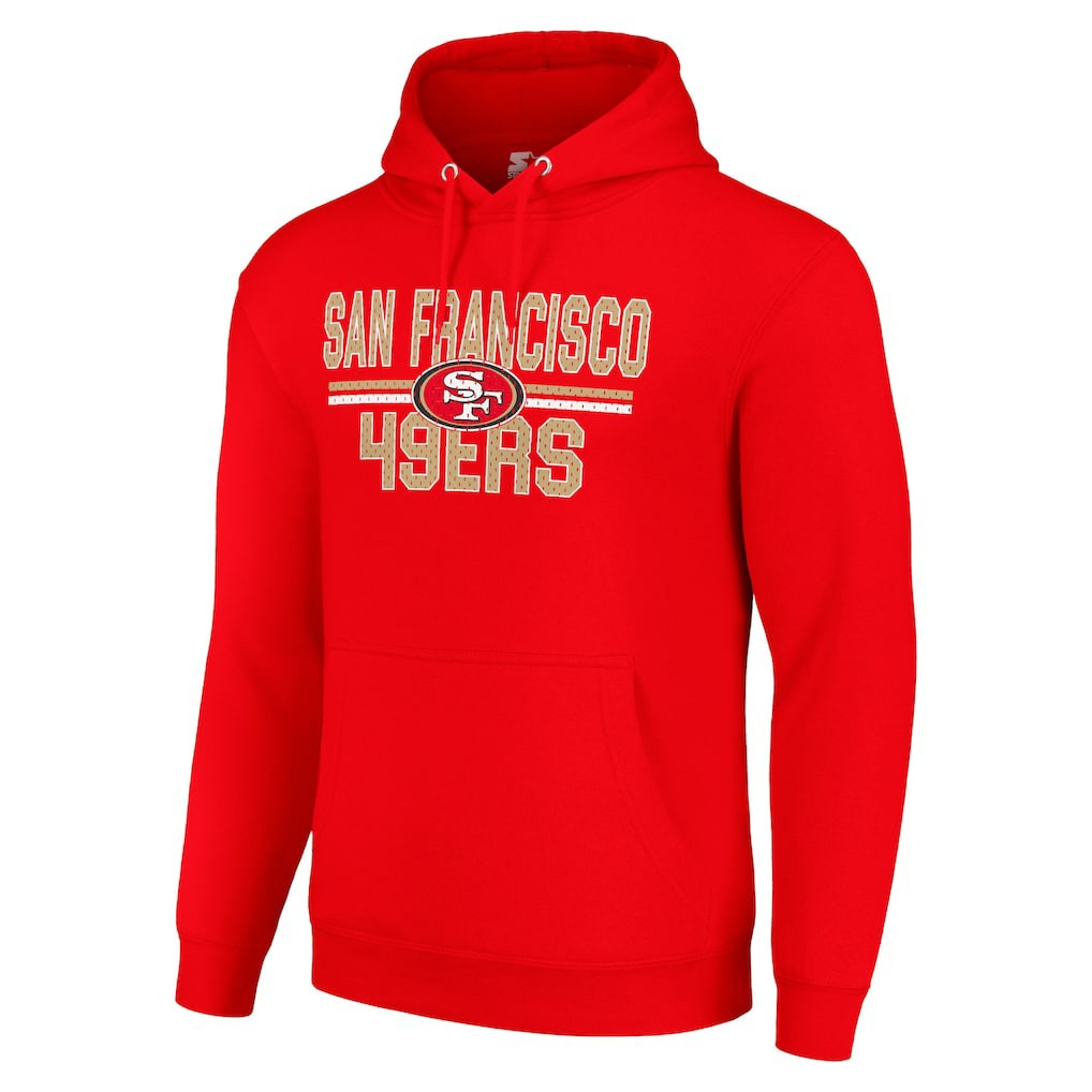 San Francisco 49ers Starter Unisex Team Mesh Print Graphic Tri-Blend Pullover Hoodie Scarlet - NFL