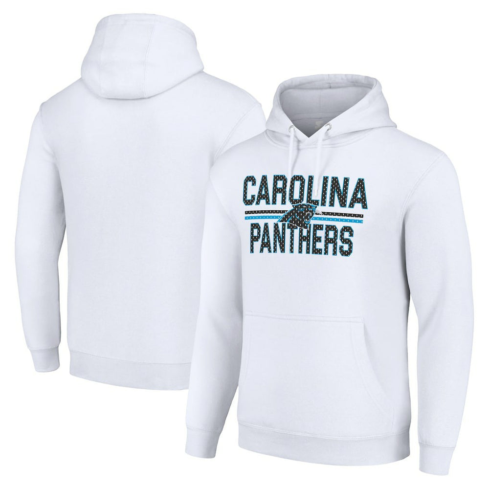 Carolina Panthers Starter Unisex Team Mesh Print Graphic Tri-Blend Pullover Hoodie White - NFL