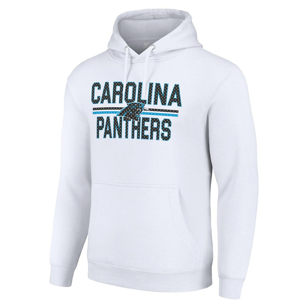 Carolina Panthers Starter Unisex Team Mesh Print Graphic Tri-Blend Pullover Hoodie White - NFL