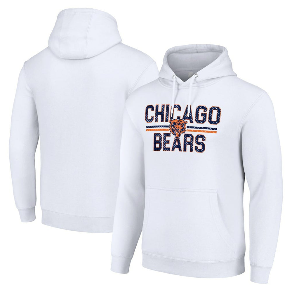 Chicago Bears Starter Unisex Team Mesh Print Graphic Tri-Blend Pullover Hoodie White - NFL