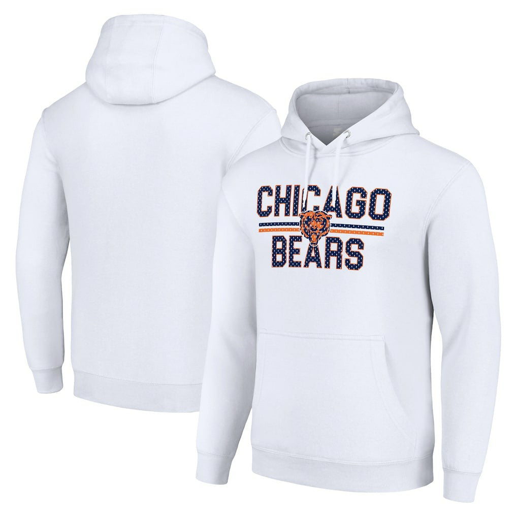 Chicago Bears Starter Unisex Team Mesh Print Graphic Tri-Blend Pullover Hoodie White - NFL